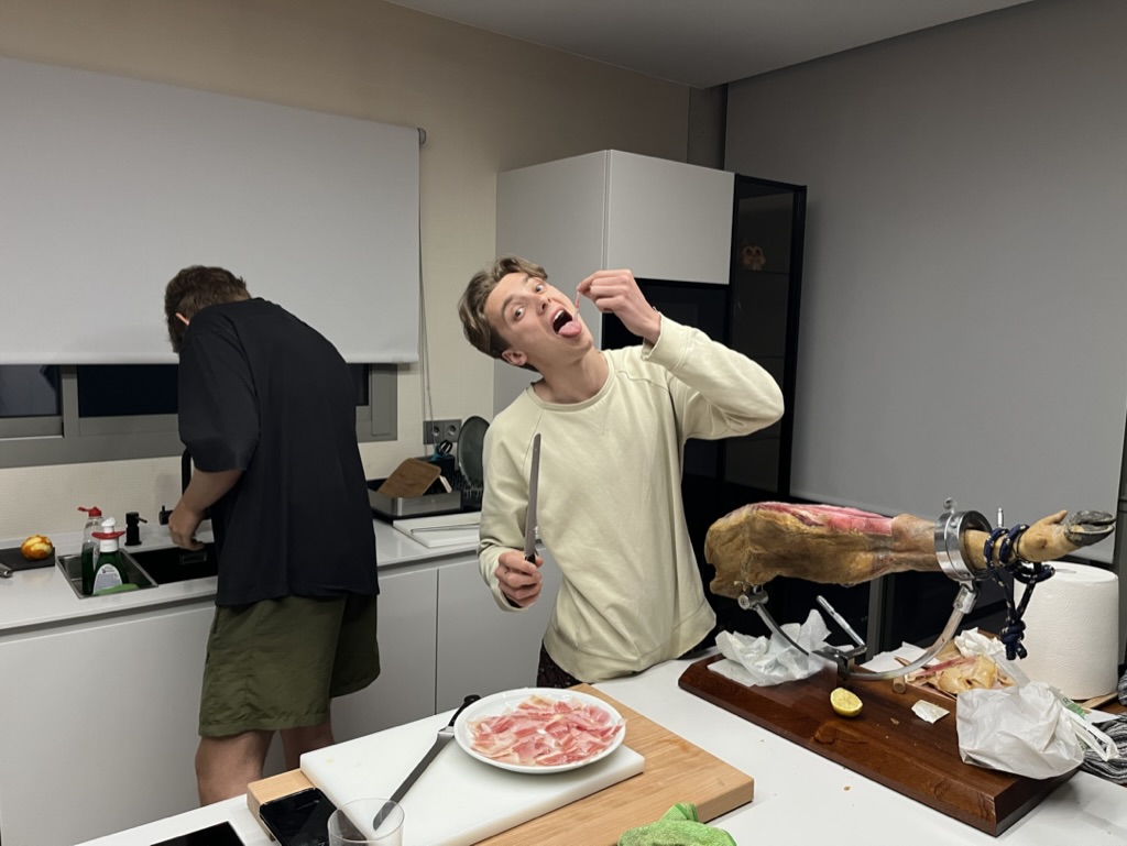 sharing food in the kitchen
