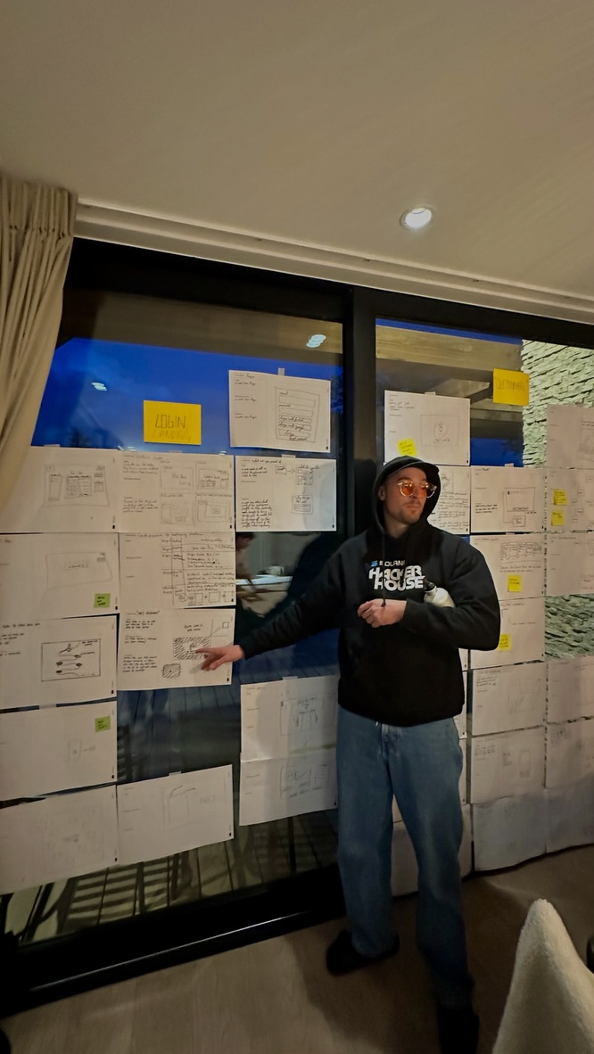 presenting paper interface sketches covering the windows