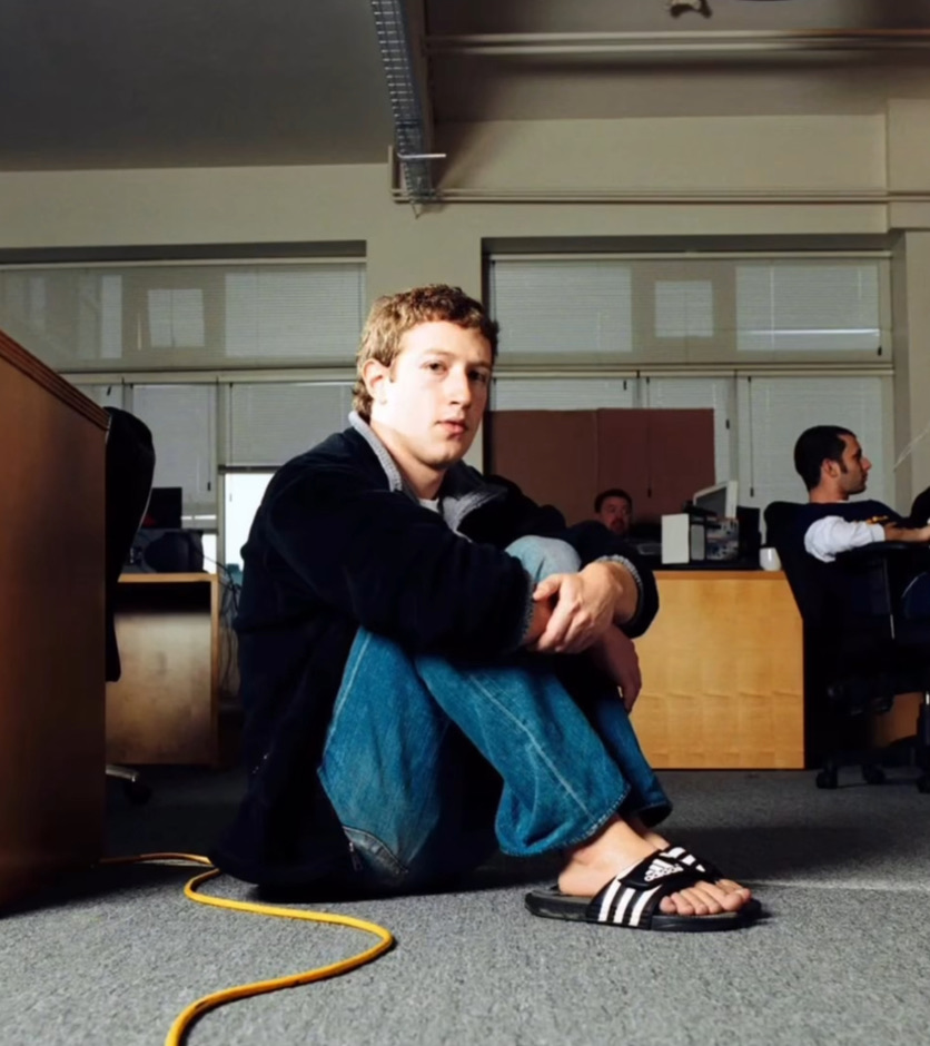 the photograph of mark zuckerberg sitting on an office floor that inspired me